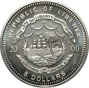 5 Dollars Discovery of America larger obverse image