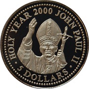 5 Dollars Holy Year 2000 John Paul II, Liberia, 2000 reverse image