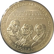 5 Dollars Declaration of Independence, Liberia, 2000 reverse image
