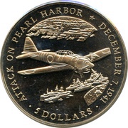 5 Dollars Attack on Pearl Harbor, Liberia, 2000-2001 reverse image