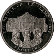 5 Dollars Battle of the Alamo, Liberia, 2001 reverse image