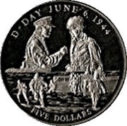 5 Dollars D-Day, Liberia, 2001 reverse image