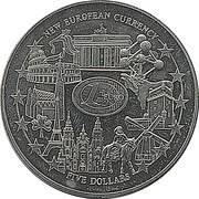 5 Dollars Euro - New European Currency, Liberia, 2001-2002 reverse image