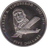 5 Dollars Lindbergh, Liberia, 2004 reverse image