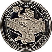 5 Dollars Swiss Football Team - Euro 2004, Liberia, 2004 reverse image