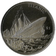 5 Dollars Titanic Sinking, Liberia, 2004 reverse image