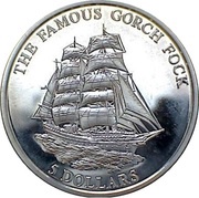 5 Dollars Gorch Fock, Liberia, 2005 reverse image