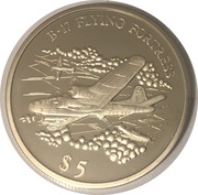 5 Dollars B-17 Flying Fortress, Liberia, 2006 reverse image