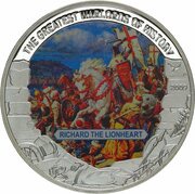 5 Dollars Richard The Lionheart, Liberia, 2009 reverse image