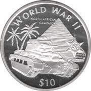 10 Dollar North African Campaign, Liberia, 1997 reverse image