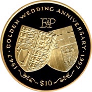 10 Dollars Initials and Shields reverse image