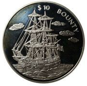 10 Dollars H.M.S. Bounty, Liberia, 1999 reverse image