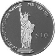 10 Dollars Liberty Enlightening the World, Liberia, 2000 reverse image