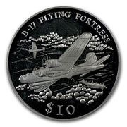 10 Dollars B-17 Flying Fortress, Liberia, 2000 reverse image