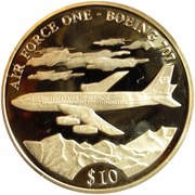 10 Dollars Air Force One - Boeing 707, Liberia, 2000 reverse image