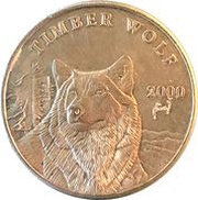 10 Dollars Timber Wolf, Liberia, 2000 reverse image