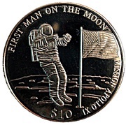 10 Dollars First Moon Landing, Liberia, 2000 reverse image