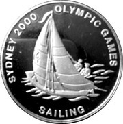 10 Dollars Olympic Games - Sailing, Liberia, 2000 reverse image