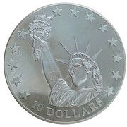 10 Dollars Statue of Liberty, Liberia, 2000 reverse image