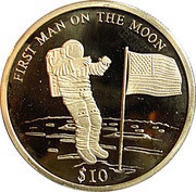 10 Dollars First Moon Landing, Liberia, 2000 reverse image