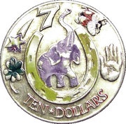 10 Dollars Luck Symbols, Liberia, 2000-2001 reverse image