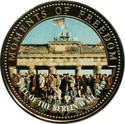 10 Dollars Fall of Berlin Wall - 1989, Liberia, 2001 reverse image