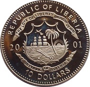 10 Dollars Nobel Prize for the Dalai Lama - 1989 obverse image