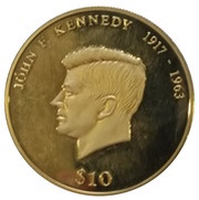 10 Dollars John F. Kennedy, Liberia, 2001 reverse image