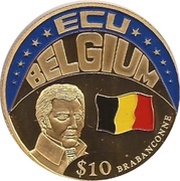 10 Dollars ECU - Belgium, Liberia, 2001 reverse image