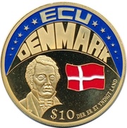 10 Dollars ECU - Denmark, Liberia, 2001 reverse image