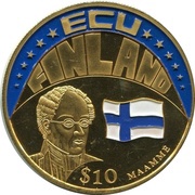 10 Dollars ECU - Finland, Liberia, 2001 reverse image