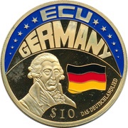 10 Dollars ECU - Germany, Liberia, 2001 reverse image