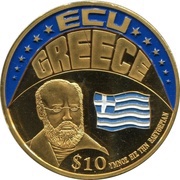 10 Dollars ECU - Greece, Liberia, 2001 reverse image