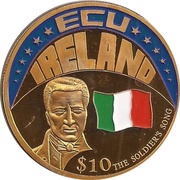 10 Dollars ECU - Ireland, Liberia, 2001 reverse image