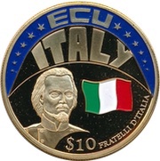 10 Dollars ECU - Italy, Liberia, 2001 reverse image