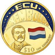10 Dollars ECU - Luxembourg, Liberia, 2001 reverse image