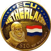 10 Dollars ECU - Netherlands, Liberia, 2001 reverse image