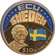 10 Dollars ECU - Sweden, Liberia, 2001 reverse image