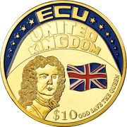 10 Dollars ECU - United Kingdom, Liberia, 2001 reverse image