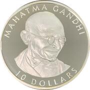 10 Dollars Mahatma Gandhi, Liberia, 2002 reverse image