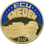 10 Dollars ECU - Sweden, Liberia, 2002 reverse image