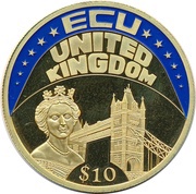 10 Dollars ECU - United Kingdom, Liberia, 2002 reverse image