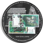10 Dollars Goodbye French Currency, Liberia, 2002 reverse image