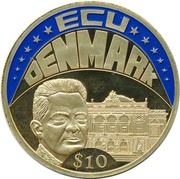 10 Dollars ECU - Denmark, Liberia, 2003 reverse image