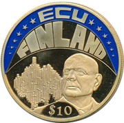 10 Dollars ECU - Finland, Liberia, 2003 reverse image