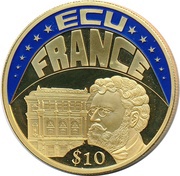 10 Dollars ECU - France, Liberia, 2003 reverse image