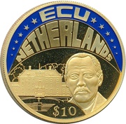 10 Dollars ECU - Netherlands, Liberia, 2003 reverse image