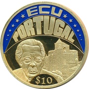 10 Dollars ECU - Portugal, Liberia, 2003 reverse image