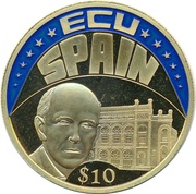 10 Dollars ECU - Spain, Liberia, 2003 reverse image