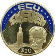 10 Dollars ECU - Sweden, Liberia, 2003 reverse image